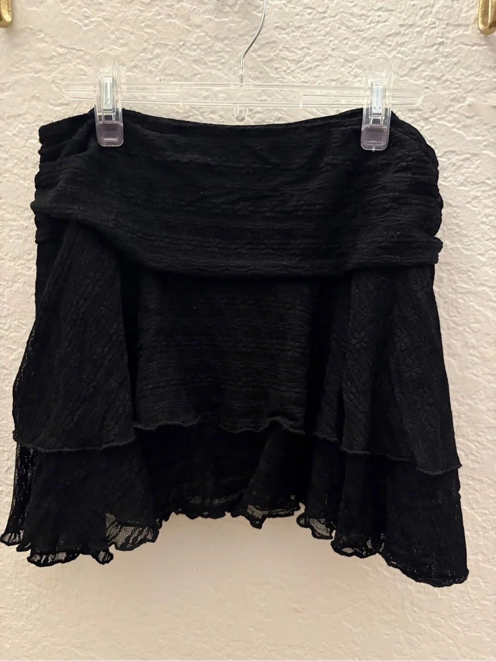 HYFVE Black Lace Tiered Skater Skirt